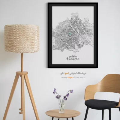 خرید تابلو نقشه مدرن وین - وین – تابلو نقشه شهرهای جهان - اسپو دکور