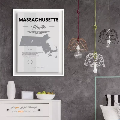 تابلو نقشه شهر ماساچوست - ماساچوست – تابلو نقشه شهرهای جهان - اسپو دکور