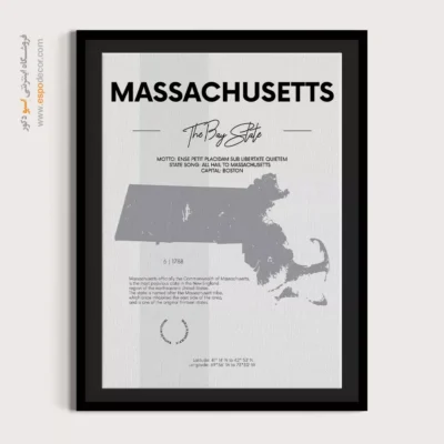 تابلو نقشه شهر ماساچوست - ماساچوست – تابلو نقشه شهرهای جهان - اسپو دکور