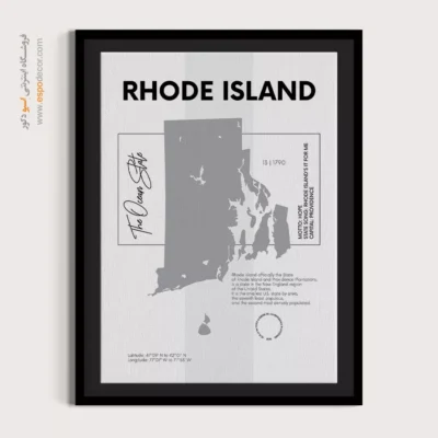 خرید تابلو نقشه رود آیلند - رود آیلند – تابلو نقشه شهرهای جهان - اسپو دکور