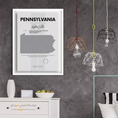 تابلو نقشه دیواری پنسیلوانیا - پنسیلوانیا – تابلو نقشه شهرهای جهان - اسپو دکور