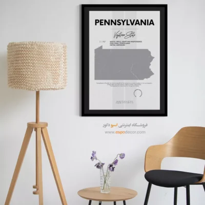 تابلو نقشه دیواری پنسیلوانیا - پنسیلوانیا – تابلو نقشه شهرهای جهان - اسپو دکور