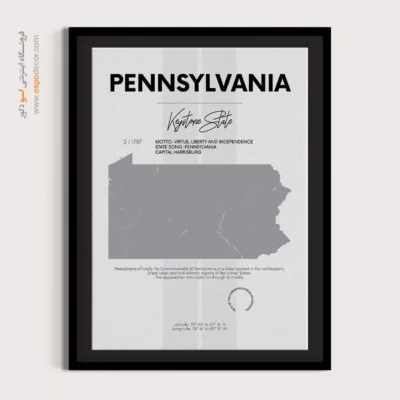 تابلو نقشه دیواری پنسیلوانیا - پنسیلوانیا – تابلو نقشه شهرهای جهان - اسپو دکور