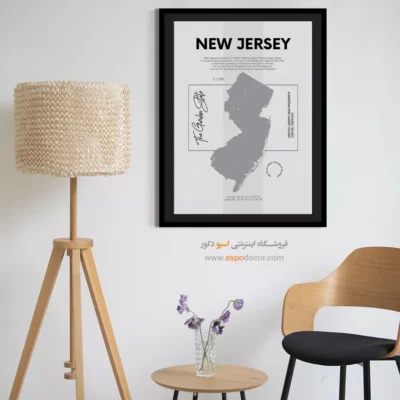 خرید تابلو نقشه مدرن نیوجرسی - نیوجرسی – تابلو نقشه شهرهای جهان - اسپو دکور
