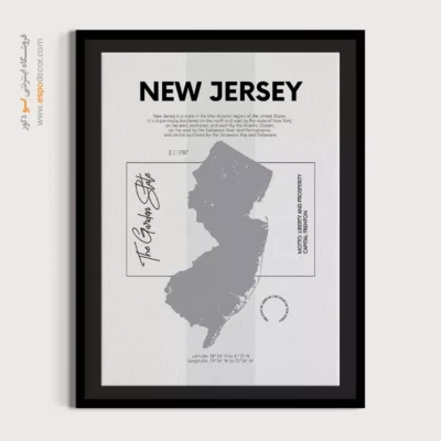 خرید تابلو نقشه مدرن نیوجرسی - نیوجرسی – تابلو نقشه شهرهای جهان - اسپو دکور