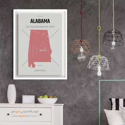 تابلو دکوراتیو آلاباما - آلاباما – تابلو نقشه شهرهای جهان - اسپو دکور