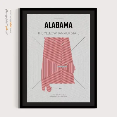 تابلو دکوراتیو آلاباما - آلاباما – تابلو نقشه شهرهای جهان - اسپو دکور