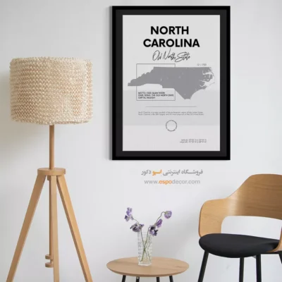 خرید تابلو نقشه کارولینا شمالی - کارولینا شمالی – تابلو نقشه شهرهای جهان - اسپو دکور