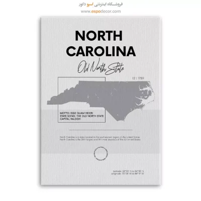 خرید تابلو نقشه کارولینا شمالی