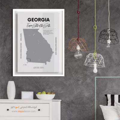 خرید تابلو هنری نقشه جورجیا - جورجیا – تابلو نقشه شهرهای جهان - اسپو دکور