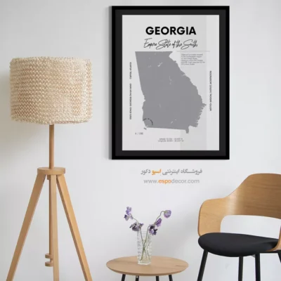 خرید تابلو هنری نقشه جورجیا - جورجیا – تابلو نقشه شهرهای جهان - اسپو دکور