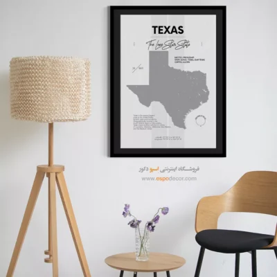 تابلو نقشه مدرن تگزاس - تگزاس – تابلو نقشه شهرهای جهان - اسپو دکور