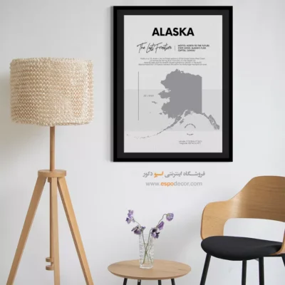 تابلو هنری نقشه آلاسکا - آلاسکا – تابلو نقشه شهرهای جهان - اسپو دکور