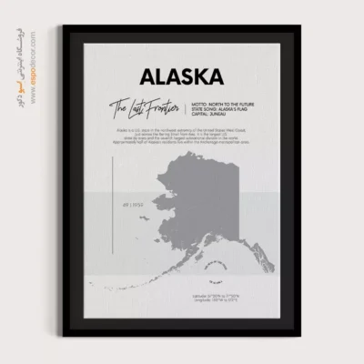تابلو هنری نقشه آلاسکا - آلاسکا – تابلو نقشه شهرهای جهان - اسپو دکور