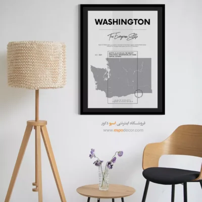 تابلو نقشه مینیمال واشنگتون - واشنگتون – تابلو نقشه شهرهای جهان - اسپو دکور