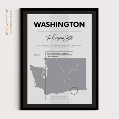 تابلو نقشه مینیمال واشنگتون - واشنگتون – تابلو نقشه شهرهای جهان - اسپو دکور