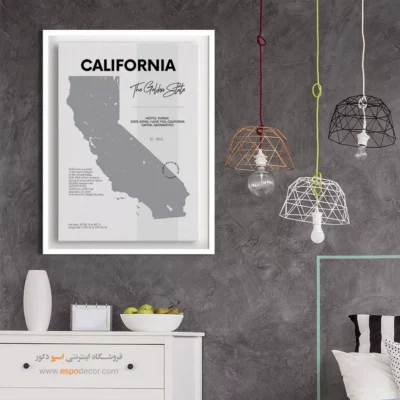 تابلو نقشه کالیفرنیا - کالیفرنیا – تابلو نقشه شهرهای جهان - اسپو دکور