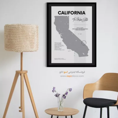 تابلو نقشه کالیفرنیا - کالیفرنیا – تابلو نقشه شهرهای جهان - اسپو دکور