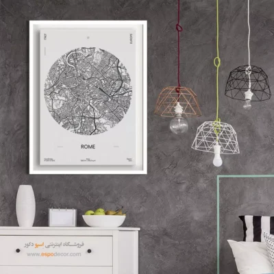خرید تابلو نقشه دیواری رم - رم – تابلو نقشه شهرهای جهان - اسپو دکور
