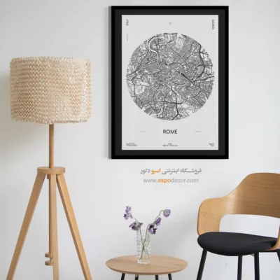 خرید تابلو نقشه دیواری رم - رم – تابلو نقشه شهرهای جهان - اسپو دکور