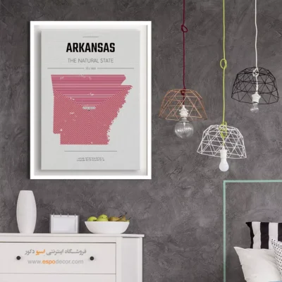 تابلو هنری نقشه آرکانزاس - آرکانزاس – تابلو نقشه شهرهای جهان - اسپو دکور