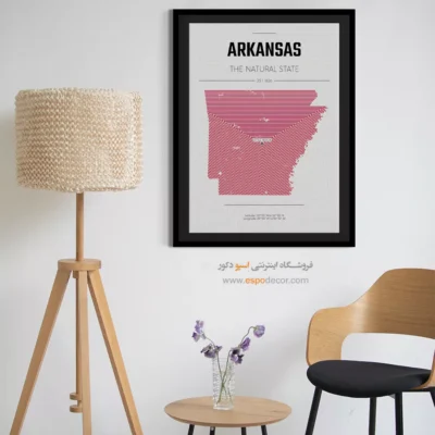 تابلو هنری نقشه آرکانزاس - آرکانزاس – تابلو نقشه شهرهای جهان - اسپو دکور