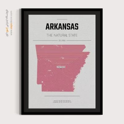 تابلو هنری نقشه آرکانزاس - آرکانزاس – تابلو نقشه شهرهای جهان - اسپو دکور