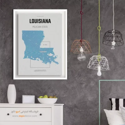 تابلو نقشه دکوراتیو لوییزیانا - لوییزیانا – تابلو نقشه شهرهای جهان - اسپو دکور