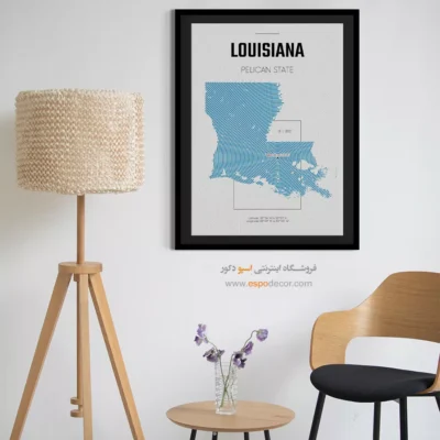 تابلو نقشه دکوراتیو لوییزیانا - لوییزیانا – تابلو نقشه شهرهای جهان - اسپو دکور