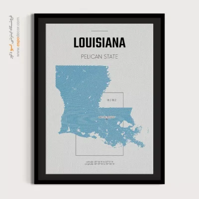تابلو نقشه دکوراتیو لوییزیانا - لوییزیانا – تابلو نقشه شهرهای جهان - اسپو دکور