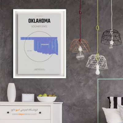 تابلو نقشه مینیمال اوکلاهاما - اوکلاهاما – تابلو نقشه شهرهای جهان - اسپو دکور