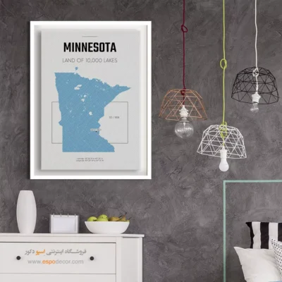 خرید تابلو نقشه مدرن مینسوتا - مینسوتا – تابلو نقشه شهرهای جهان - اسپو دکور