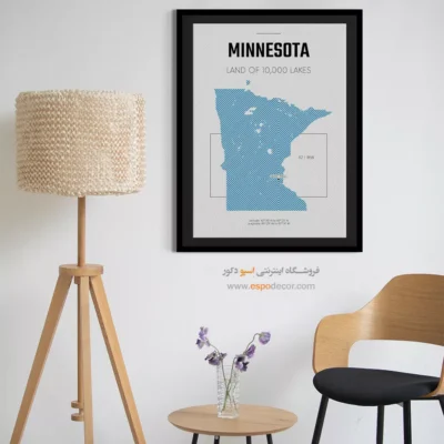 خرید تابلو نقشه مدرن مینسوتا - مینسوتا – تابلو نقشه شهرهای جهان - اسپو دکور