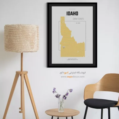 تابلو نقشه دیواری آیداهو - آیداهو – تابلو نقشه شهرهای جهان - اسپو دکور