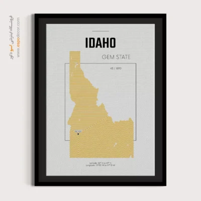 تابلو نقشه دیواری آیداهو - آیداهو – تابلو نقشه شهرهای جهان - اسپو دکور