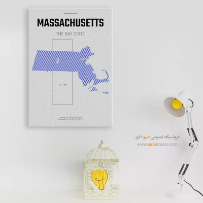 تابلو نقشه مینیمال ماساچوست