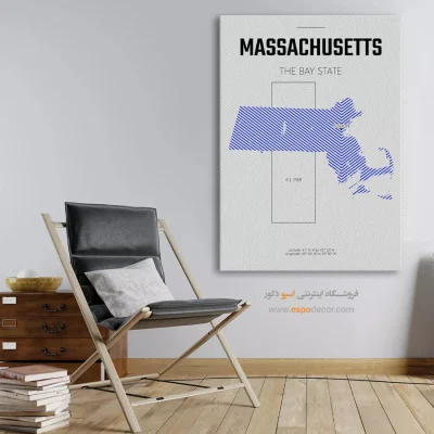 تابلو نقشه مینیمال ماساچوست