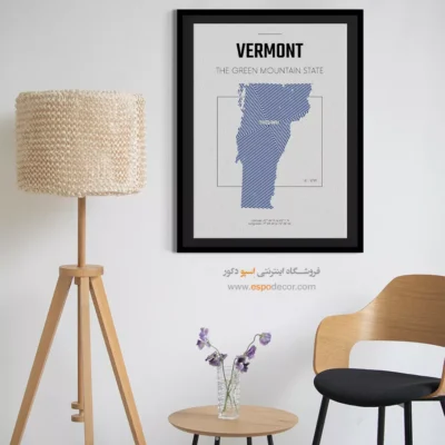 تابلو نقشه ورمونت - ورمونت – تابلو نقشه شهرهای جهان - اسپو دکور