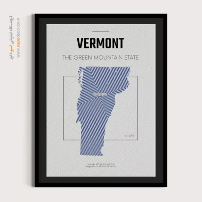تابلو نقشه ورمونت - ورمونت – تابلو نقشه شهرهای جهان - اسپو دکور