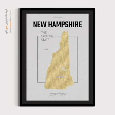 تابلو نقشه شهر نیوهمپشایر - نیوهمپشایر – تابلو نقشه شهرهای جهان - اسپو دکور