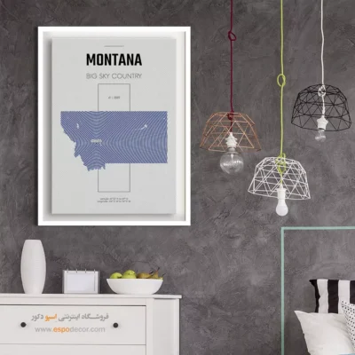 تابلو هنری نقشه مونتانا - مونتانا – تابلو نقشه شهرهای جهان - اسپو دکور