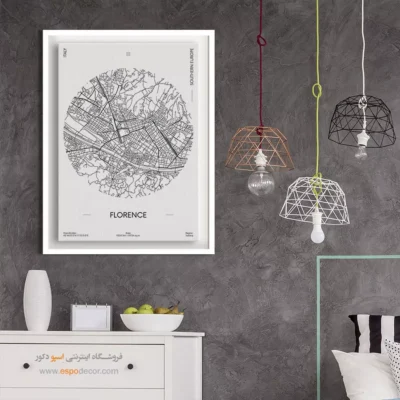خرید تابلو نقشه مینیمال فلورانس - فلورانس – تابلو نقشه شهرهای جهان - اسپو دکور