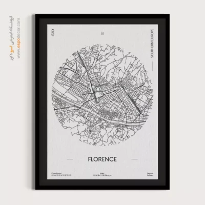 خرید تابلو نقشه مینیمال فلورانس - فلورانس – تابلو نقشه شهرهای جهان - اسپو دکور
