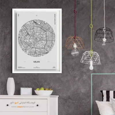 خرید تابلو نقشه مدرن میلان - میلان – تابلو نقشه شهرهای جهان - اسپو دکور