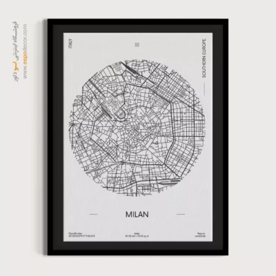 خرید تابلو نقشه مدرن میلان - میلان – تابلو نقشه شهرهای جهان - اسپو دکور