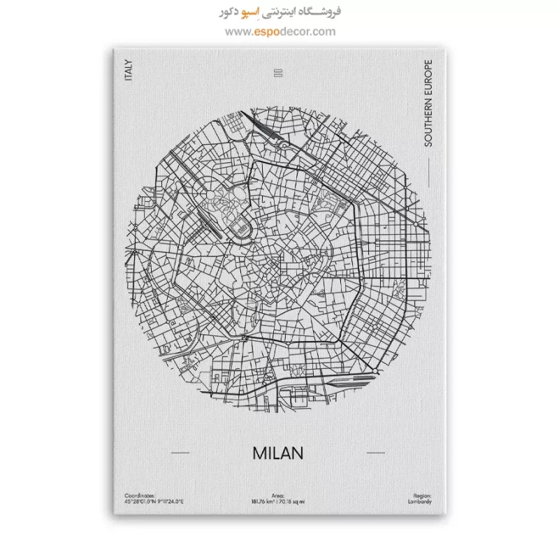 خرید تابلو نقشه مدرن میلان