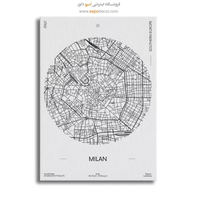 خرید تابلو نقشه مدرن میلان