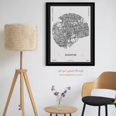 تابلو نقشه شهر سنگاپور - سنگاپور – تابلو نقشه شهرهای جهان - اسپو دکور