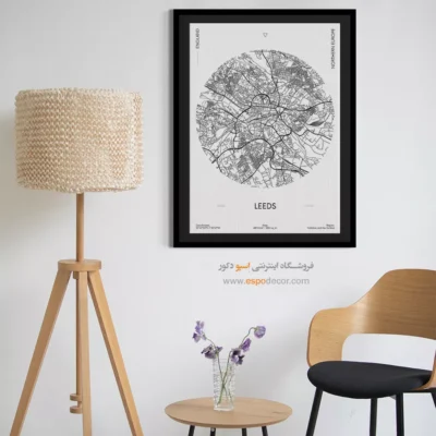 خرید تابلو نقشه لیدز - لیدز – تابلو نقشه شهرهای جهان - اسپو دکور