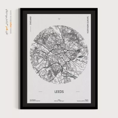 خرید تابلو نقشه لیدز - لیدز – تابلو نقشه شهرهای جهان - اسپو دکور